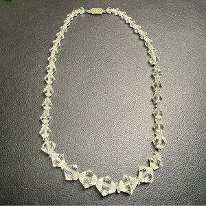 20's Art Deco Bicone Graduated Glass Gold Filled Clasp On Chain Necklace 16"